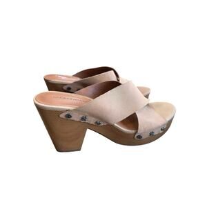 Lucky Brand Takara Clog Mule Size 8.5 Embellished Trim Block Heel BOHO